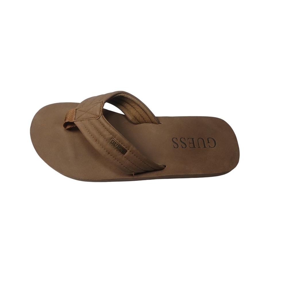 Guess Flip Flop Sandals Mens 11.5-12 Brown Padded Logo Thong Shoes